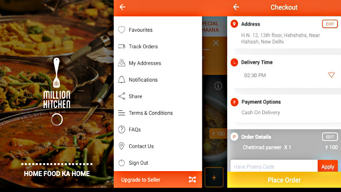 Million Kitchen – An app which delivers home cooked meals