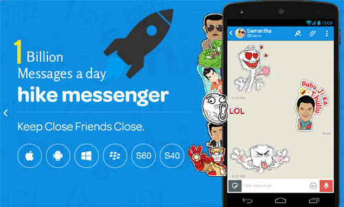 Hike Messenger Touched 1 Billion Messages a day