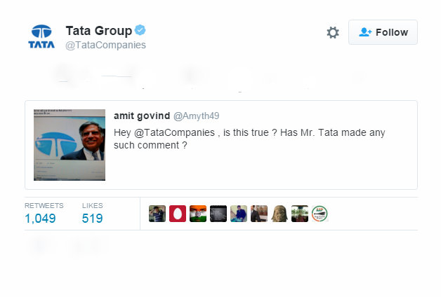 Did Ratan Tata Said That Tata Group Will Not Hire Anyone From JNU?