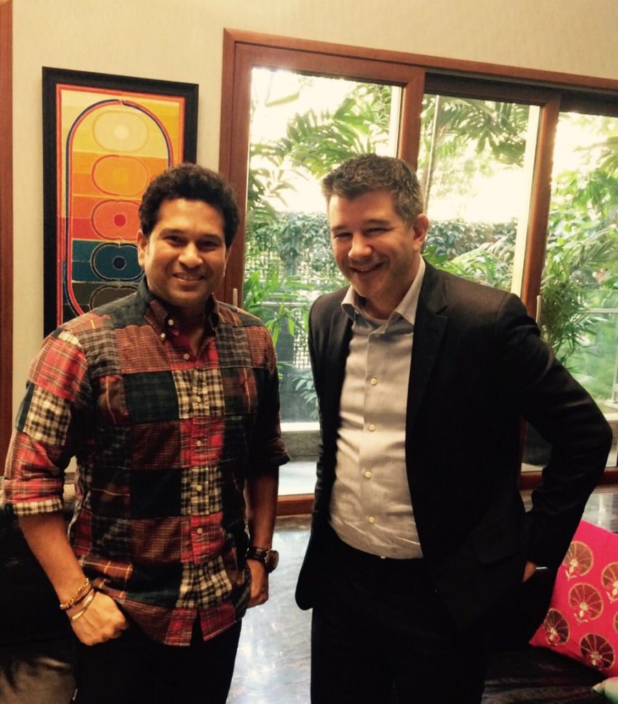 Travis Kalanick with Sachin Tendulkar