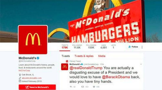 Mc’Donald’s Trumpet’ – Company Apologises For Hacked Tweet Slamming US President