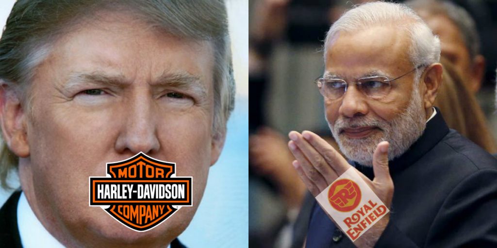 trump vs modi on motorcycle