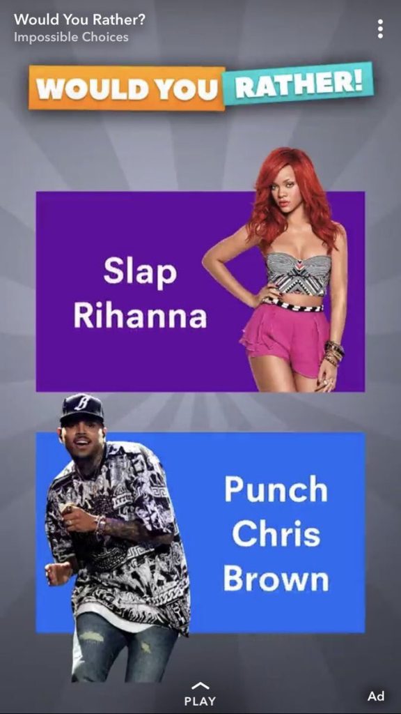 snapchat rihanna and chris ad