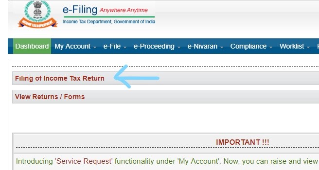 Income tax filling online